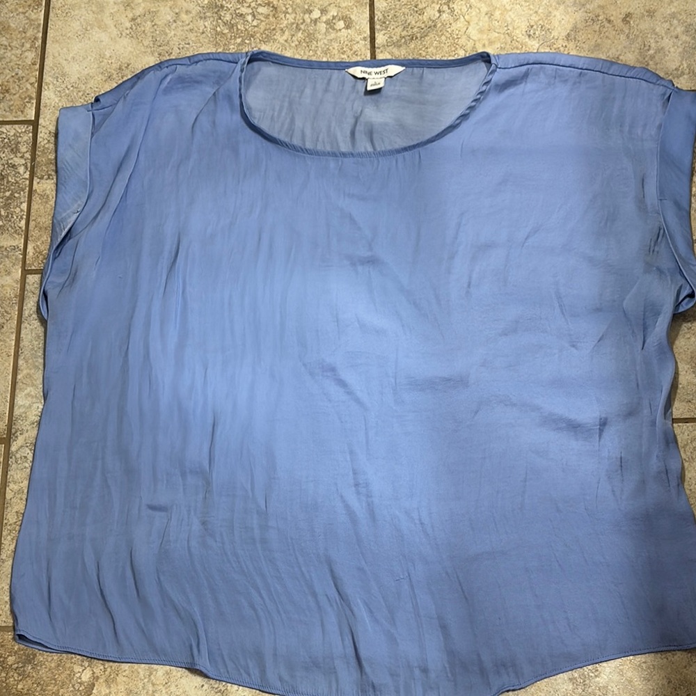 Nine West Silk Cap Sleeve Blouse